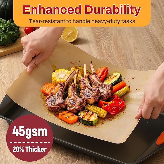 200Pcs 12x16 Inch Unbleached Parchment Paper Sheets for Baking, Pre-Cut, Non-Stick Parchment Paper for Baking, Cooking, Grilling, Air Fryer, Half Sheet Baking Sheets for Baking Cookies, Cooking, Oven