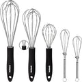Anaeat Stainless Steel Kitchen Whisk Set of 5, Milk and Egg Beater Blender with Thick Wire for Whisking, Cooking, Baking, Beating and Stirring - 5"+7" Mini Whisk and 9''+11''+12'' Balloon Whisks