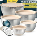 Baker's Signature Stainless Steel Mixing Bowls with Lids Set, 5 Sizes