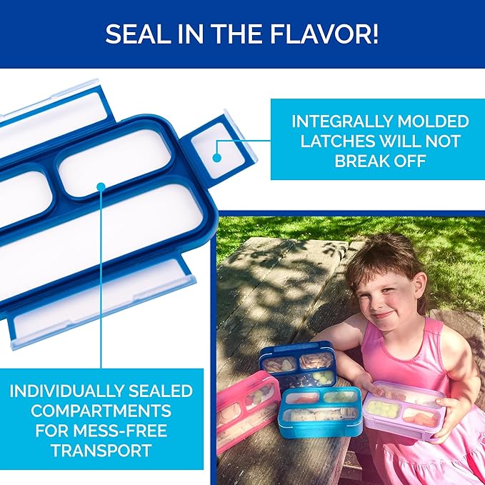 kinsho Small Snack Box Containers for Kids Toddlers, Set of 2 (Navy+Blue)