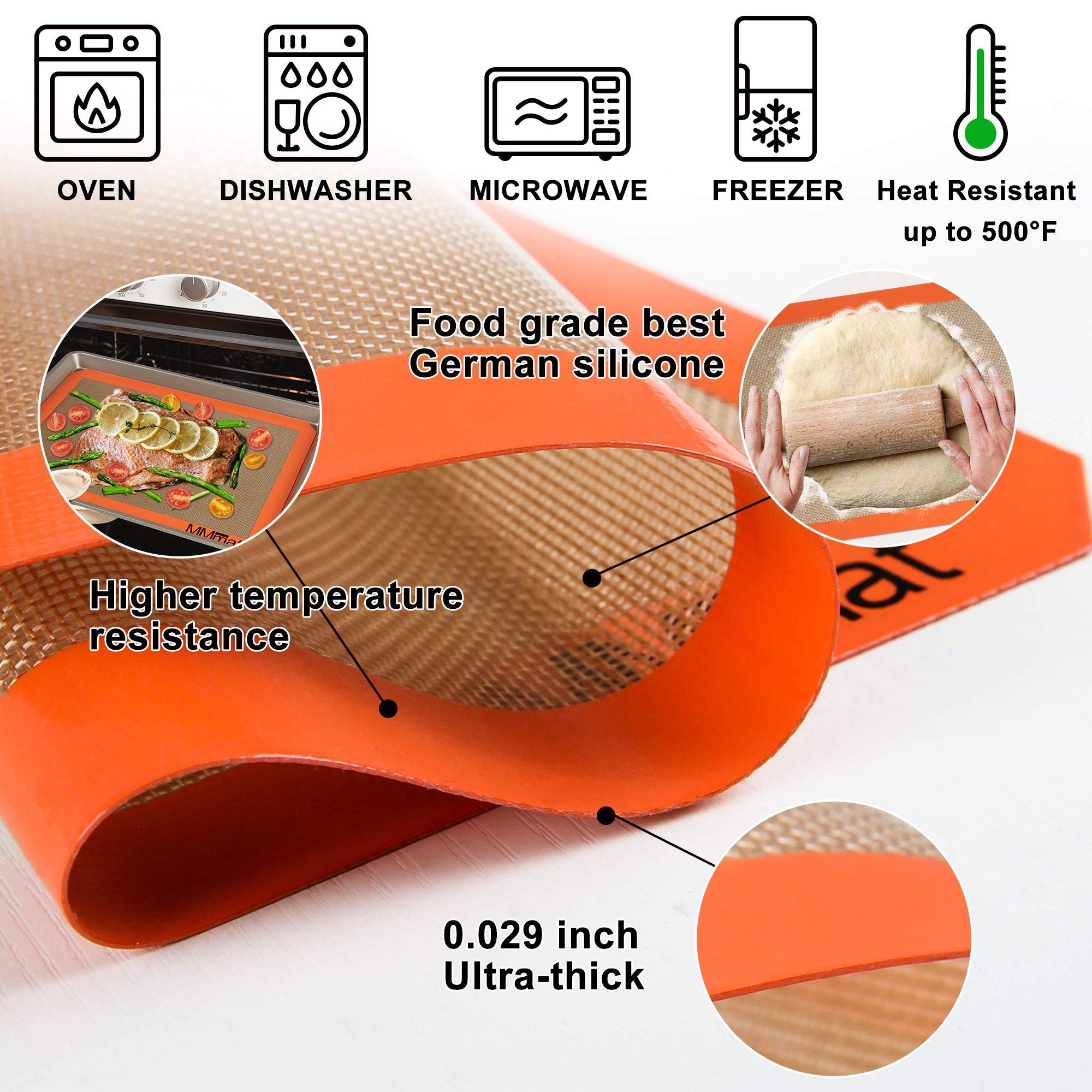 MMmat Best German Silicone Baking Mat, Half Sheet Baking Mat for Oven