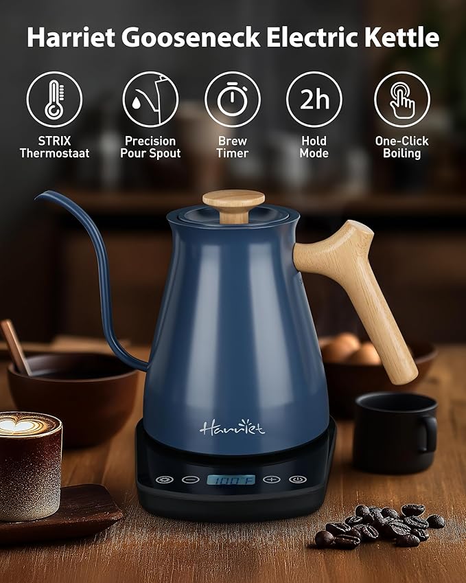Harriet Gooseneck Electric Kettle, 0.8L, 1°F Control, Brew Timer