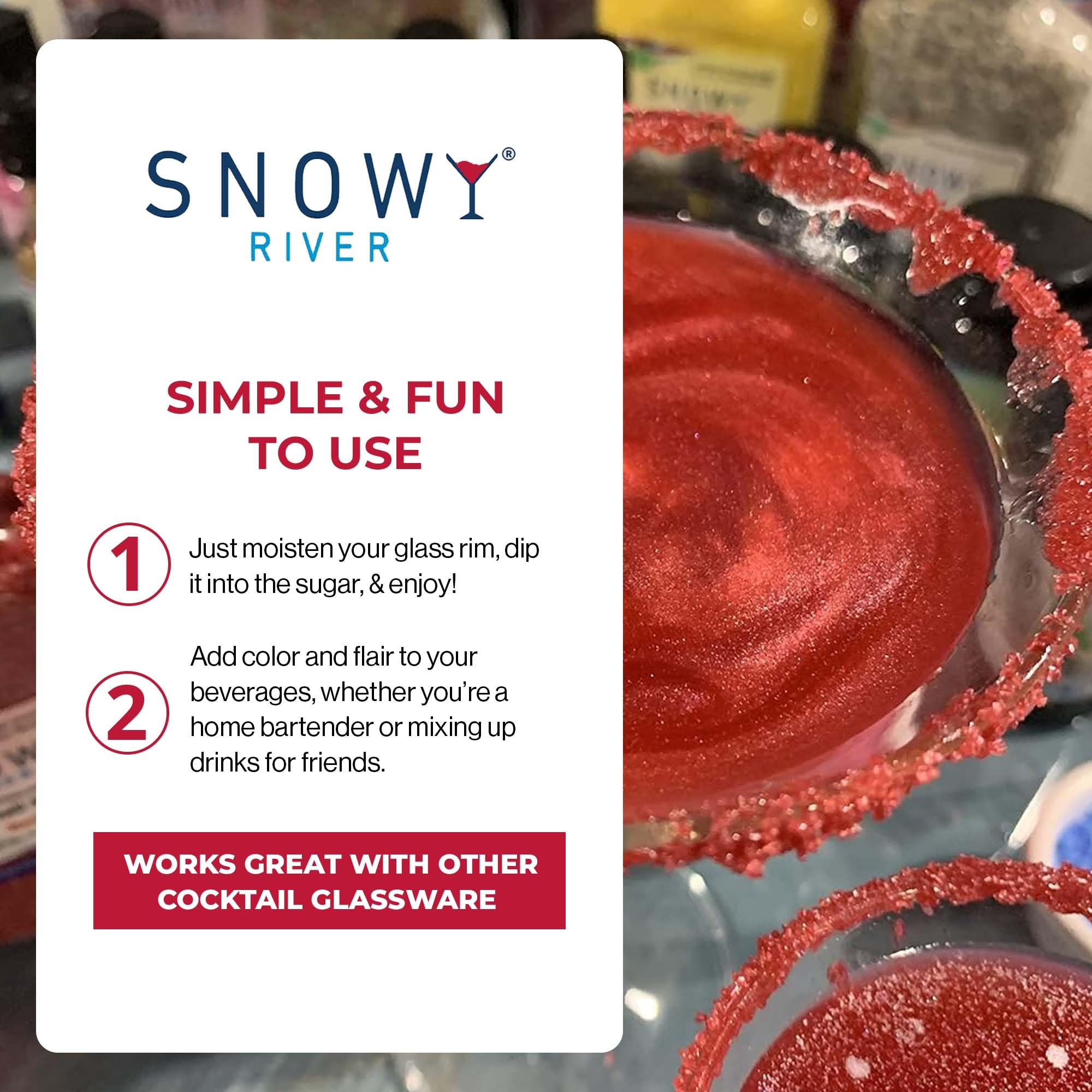 Snowy River Natural Cocktail Sugar Rimmer - Kosher Certified Naturally Colored Beverage Rimming Sugar for Cocktails, Margaritas, Drinks (Red, 80oz)