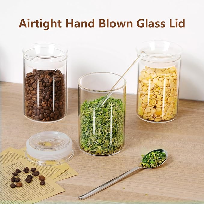 ZENS 15oz Glass Jars with Airtight Lid, Set of 2 Small Glass Storage Jars