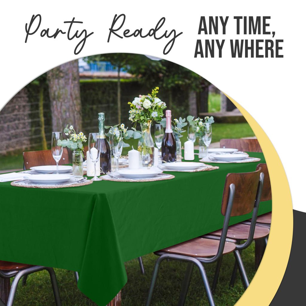 Party Solids 66% Thicker Premium Plastic Table Cloth Rectangle Table Cover 0.5 Mil 6 Pack Emerald Green Table Cloth 54 Inch x 108 Inch Disposable Tablecloth Won't Tear Easily Like Cheap Thin Brands