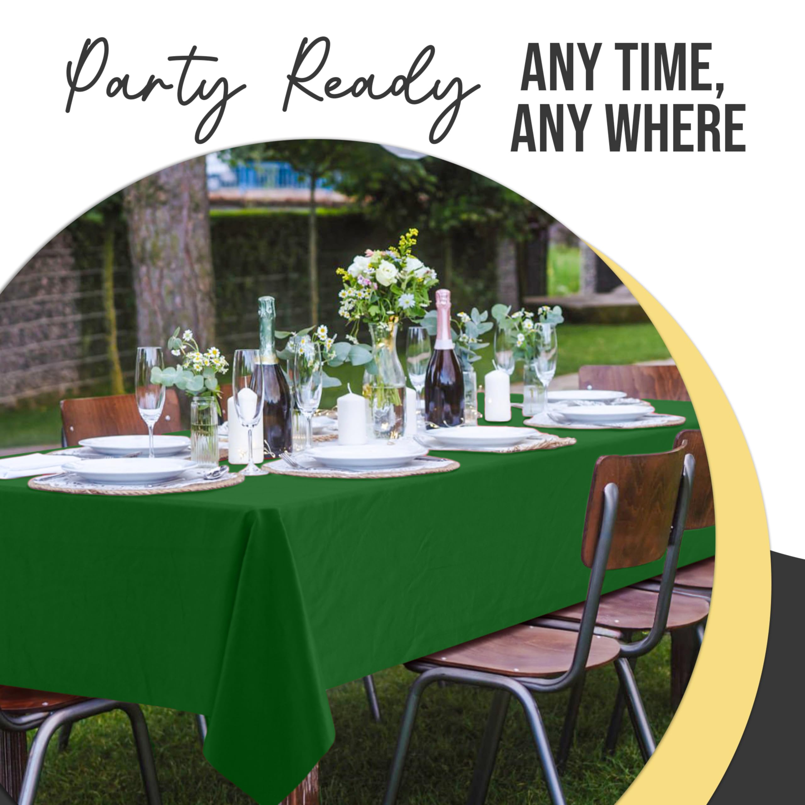 Party Solids 66% Thicker Premium Plastic Table Cloth Rectangle Table Cover 0.5 Mil 6 Pack Emerald Green Table Cloth 54 Inch x 108 Inch Disposable Tablecloth Won't Tear Easily Like Cheap Thin Brands