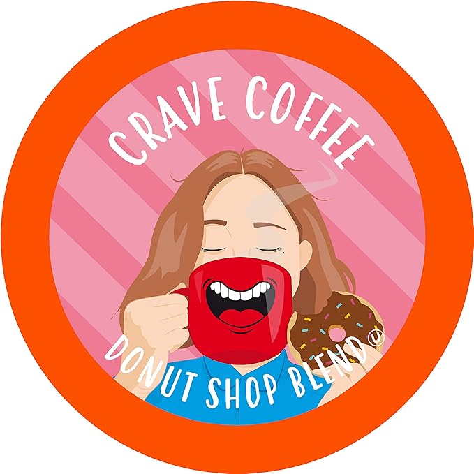 Crave Beverages Donut Shop Coffee Pods - Medium Roast Single Serve for Keurig K Cup Brewers, 100 Count