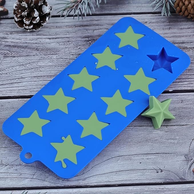 EDUEE Silicone Star Candy Molds - 3pcs for Baking, Ice Cube, Resin, Soap, Jelly (Star Size 1.93in)