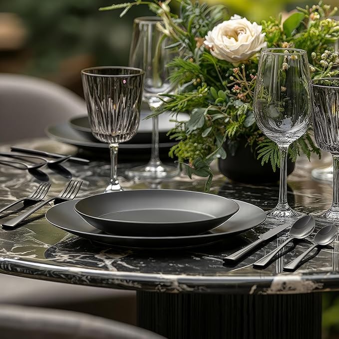 18/10 Flatware set for 4, 20 Piece Black Stainless Steel Silverware Set