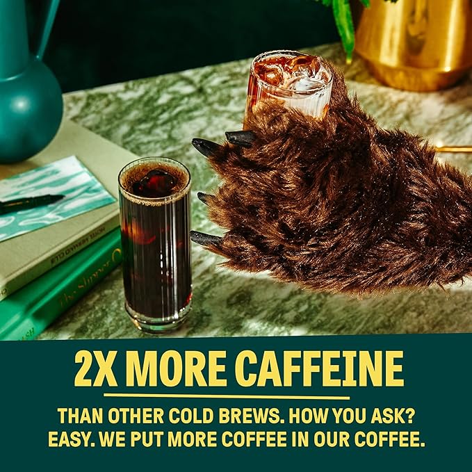 Wandering Bear Straight Black Organic Cold Brew Coffee - Extra Strong, Bold, Smooth, Unsweetened, Shelf-Stable, Ready to Drink & Vegan, 100% Organic Iced Cold Brewed Coffee Drink - 32 fl oz, 3 pack