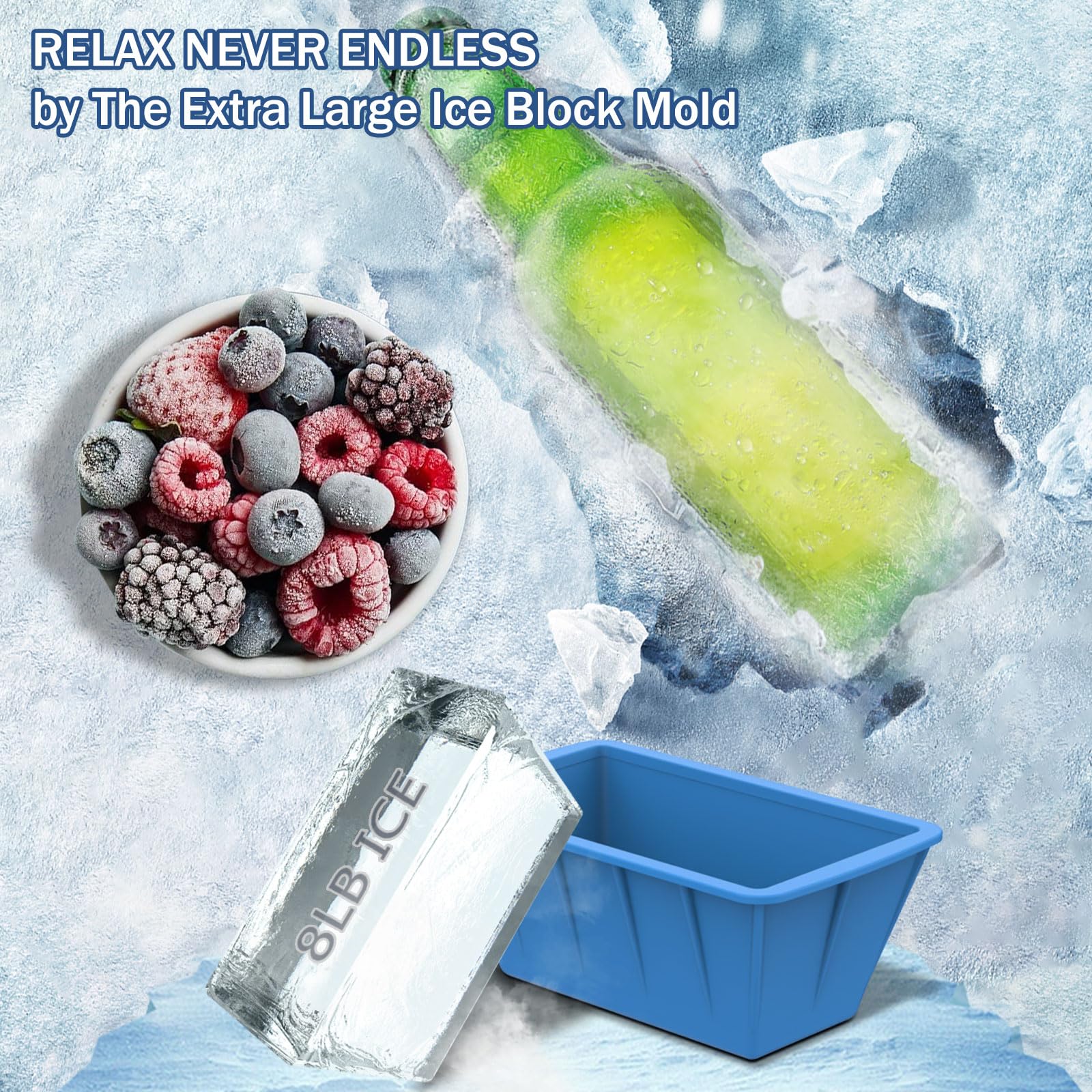 Extra Large Ice Cube Molds 2Pack 16LB Silicone Large Ice Cube Molds for Cold Plunge Tub,Reusable Ice Cube Trays for Freezer,Ice Block Molds for Home Ice Bath,Cold Plunge Accessories,Ice Bath Chiller