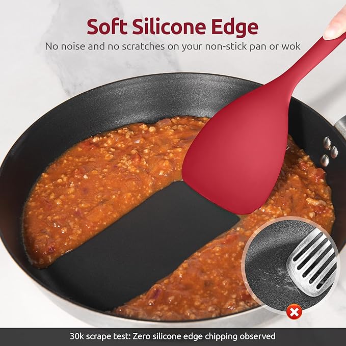 U-Taste Silicone Wok Spatula, 600ºF Heat Resistant Stir Fry Tool, Red