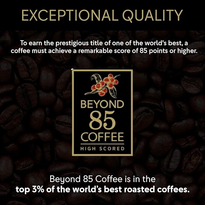BEYOND 85 COFFEE, Espresso, Premium Colombian Coffee, Medium Roast, Fruity, Nutty & Chocolatey Notes, Whole Bean, 12 OZ