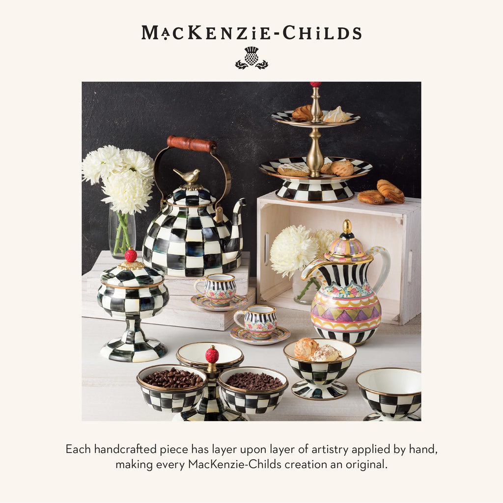 MACKENZIE-CHILDS Ceramic Rolling Pin, Black-and-White Courtly Check