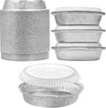 MESTAEK 9 Inch Round Aluminum Foil Pans with Clear Dome Lids, 50 Pack