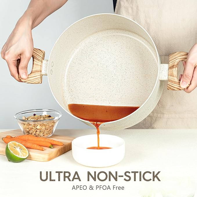 MICHELANGELO Nonstick Cooking Pot - 6 Quart Soup Pot with Lid for Family Meals, Non-Toxic Stockpot with Stay-Cool Handles, Induction Ready, Easy Cleanup, PFOA & PFOS Free