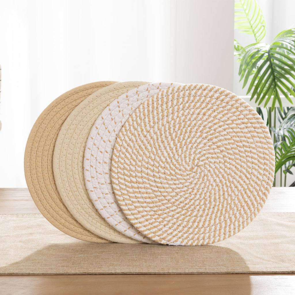 SHACOS 10 Inches Trivets for Hot Dishes, 4 Pieces Cotton Trivets Mats