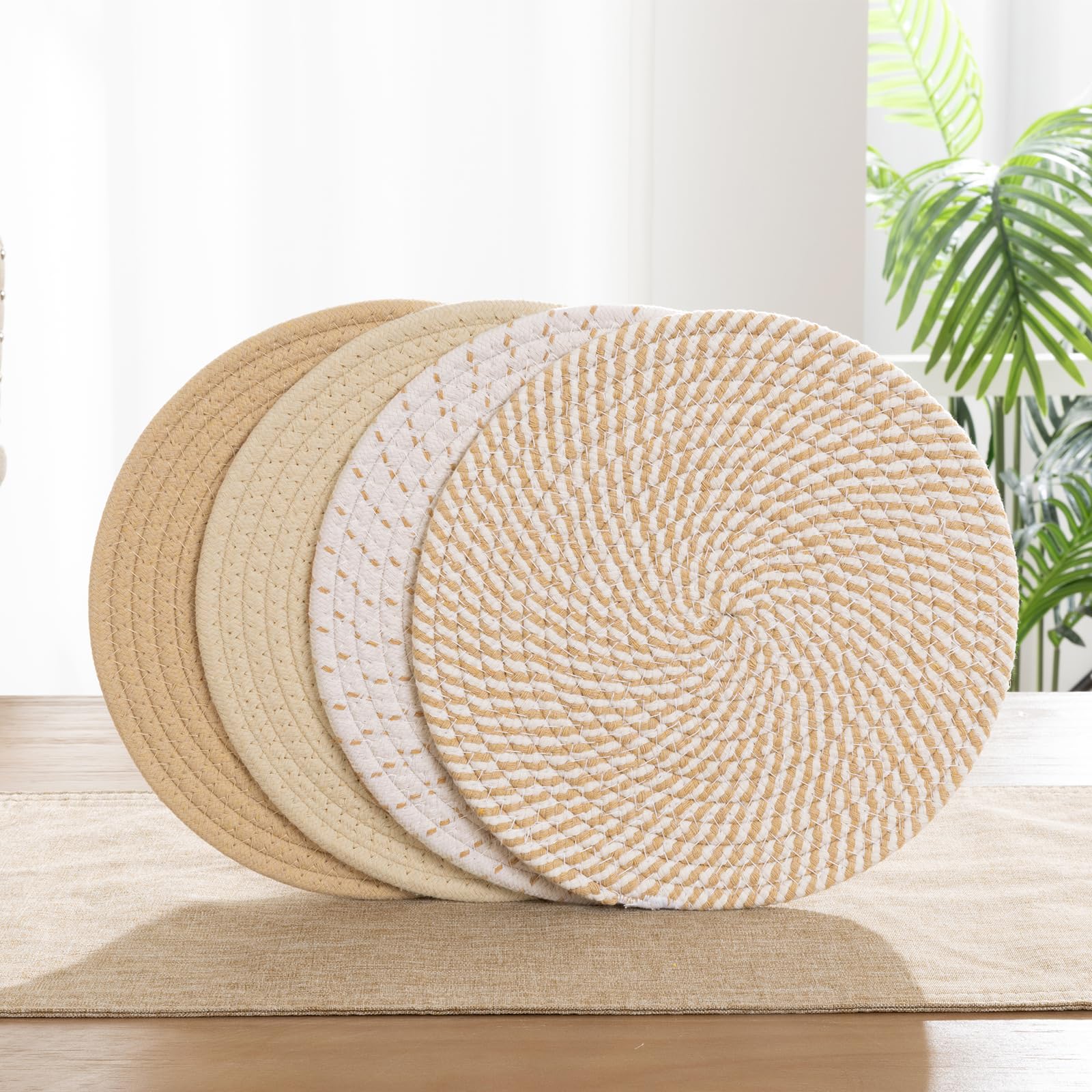 SHACOS 10 Inches Trivets for Hot Dishes, 4 Pieces Cotton Trivets Mats