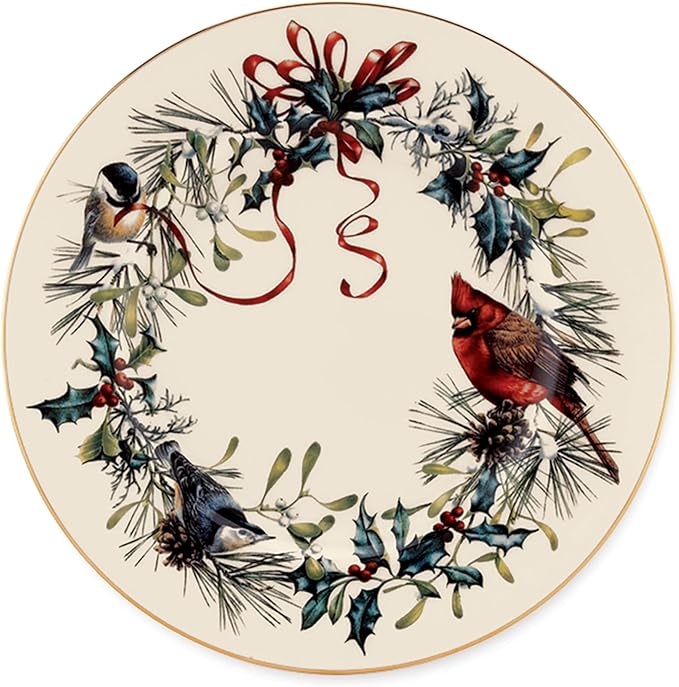 Lenox Winter Greetings Porcelain Christmas Salad Plate Set for 4