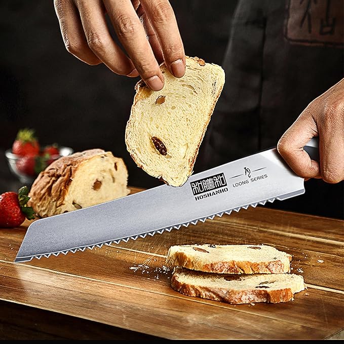 HOSHANHO Bread Knife 8 inch, Ultra Sharp Japanese Serrated Bread Knife