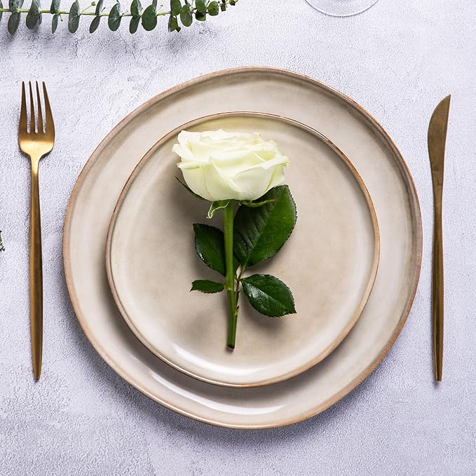 AmorArc Ceramic Dinnerware Sets for 4, 12Pcs Plates and Bowls Sets Dishes