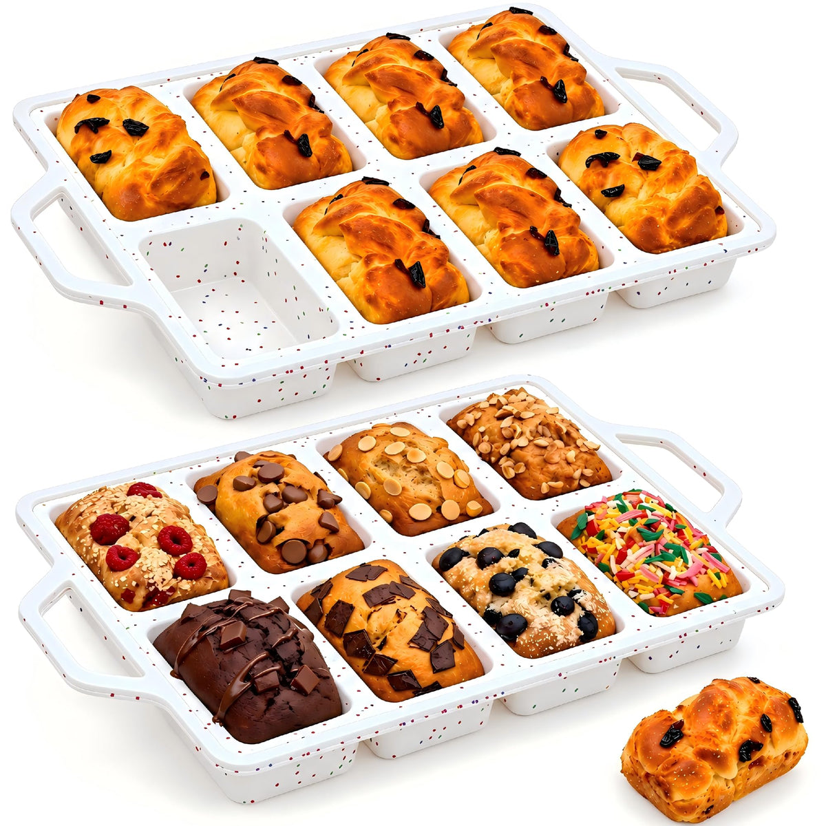 Vinino 2 Pack XLarge Nonstick Silicone Loaf Pans 12.5 x 5.5'' for Baking