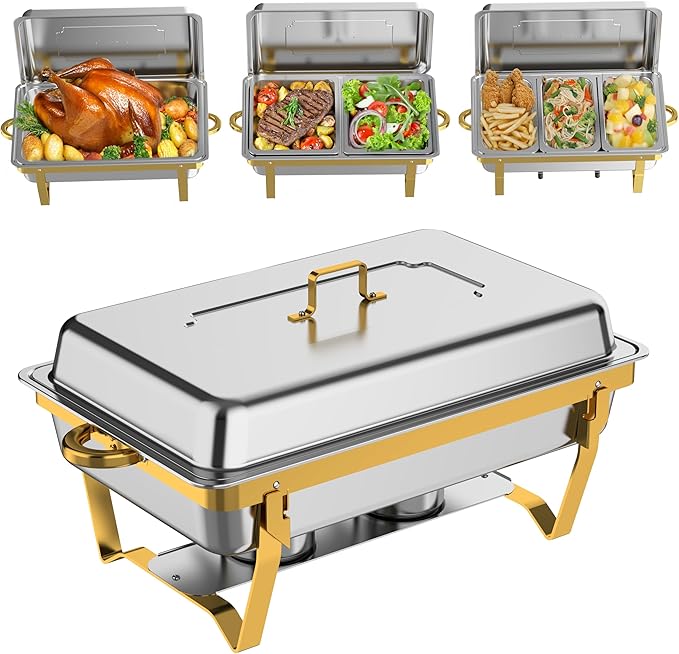 4Pack Rectangular Chafing Dishes for Buffet,Total 36QT Set with 7 Food Pans