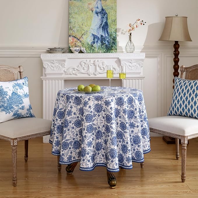 patdrea Elegant French Linen Tablecloth,Round,Diameter 55"-Lantang A