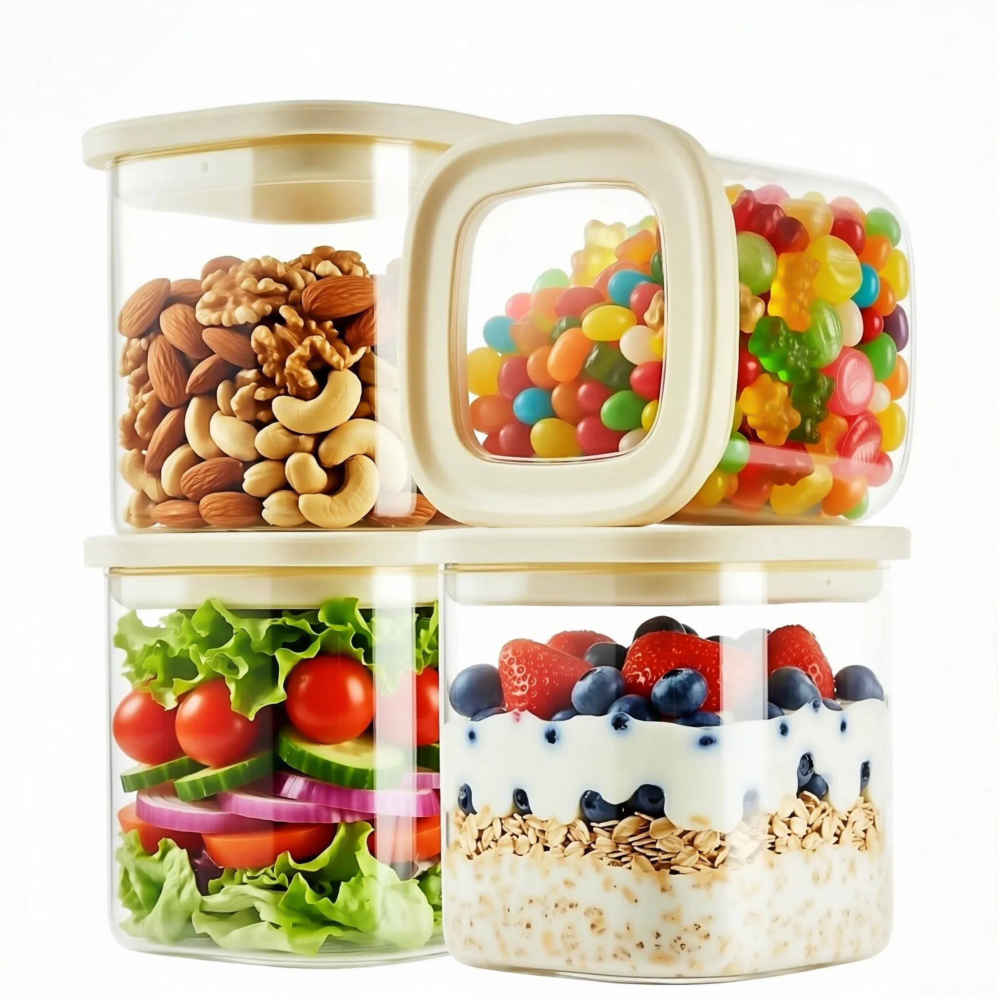 CozNido Small Glass Food Storage Containers with Glass Lids 4 pcs 24fl.oz