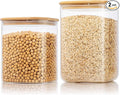 132oz & 63oz Large Glass Storage Containers with Lids for Pantry Storage-2P