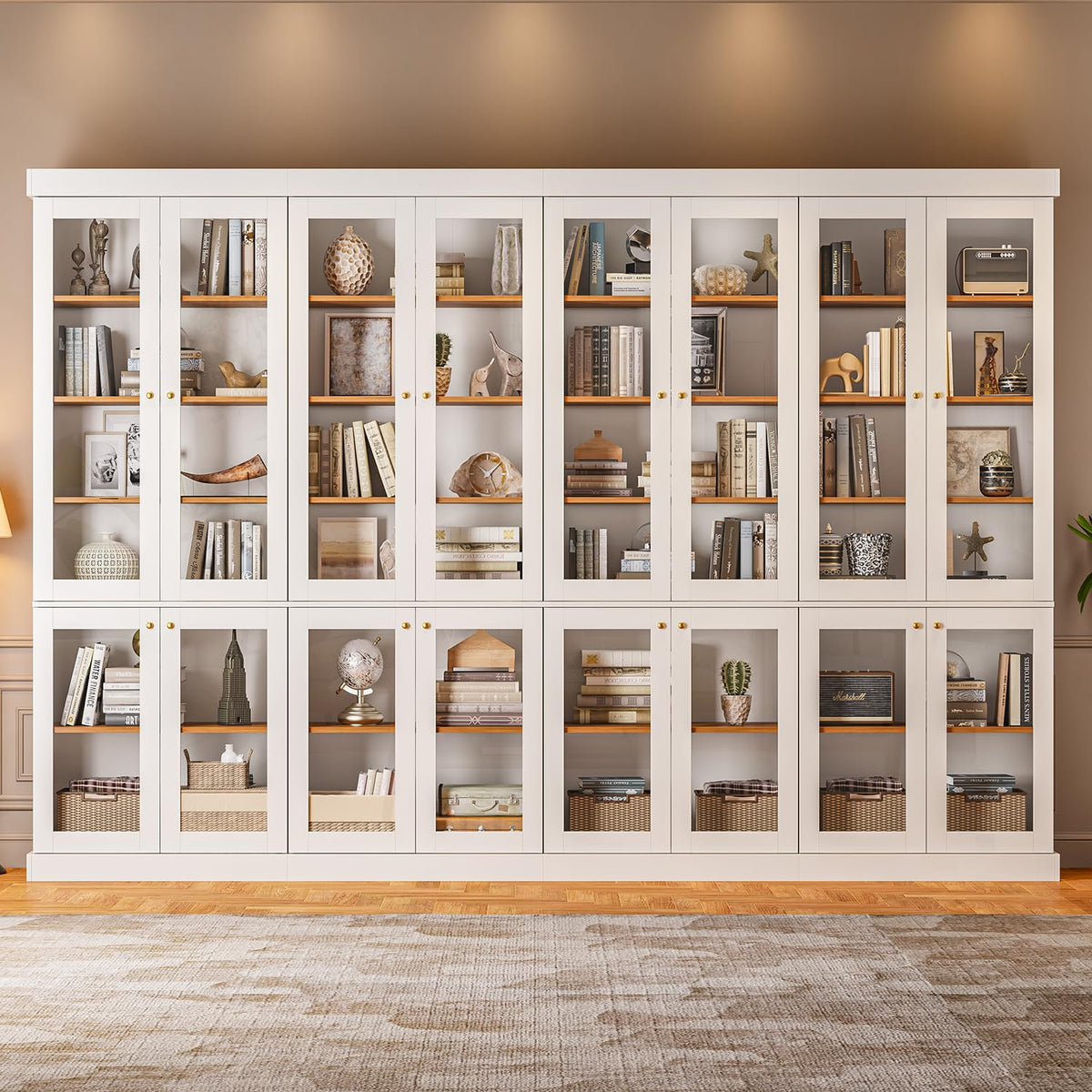 ivaniti 70.8" Tall Farmhouse Kitchen Pantry Cabinet, Modular Storage Cabinet with 6-Tier Adjustable Shelves, White, Wooden Hutch for Living Room, Kitchen, Set of 4