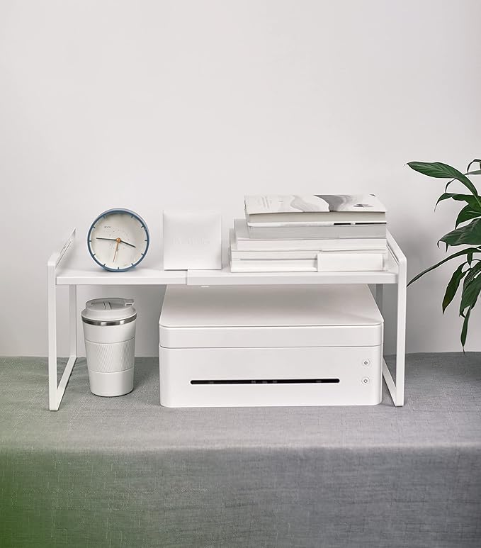 Nxconsu Expandable Shelf for Cabinets, Cabinet Shelf Riser, 8.6" White