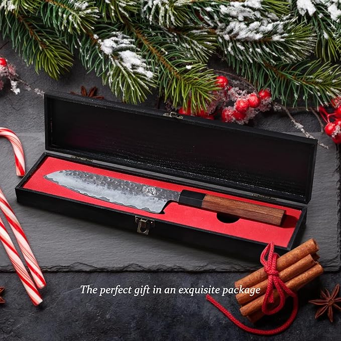 MITSUMOTO SAKARI 7-Inch Japanese Santoku Knife, San-Mai 9Cr18MoV