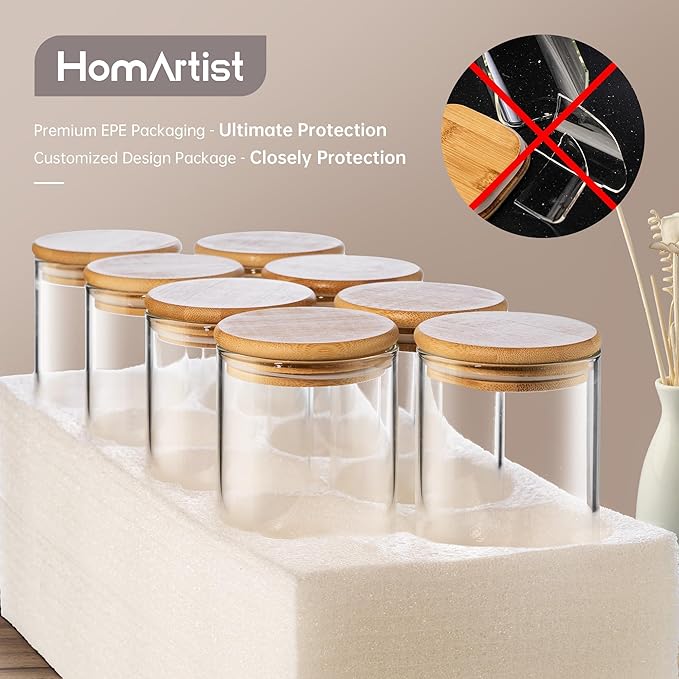 21 oz Glass Jars with Bamboo Lids, Airtight Food Storage Containers, 4 Pack