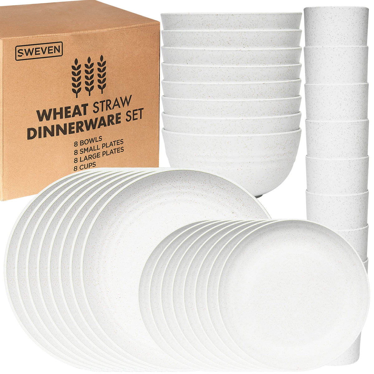 Wheat Straw Dinnerware Sets | Unbreakable Dinnerware Sets | Dishwasher Microwave Safe Dinnerware | Eco Friendly Non Breakable Dinnerware Sets | RV Outdoor Camping (Black, Service for 4 (16 pcs))