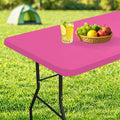 homing Rectangle Table Cloth Cover, Water-Resistant Polyester Elastic Fitted Tablecloth, Fits for 8 Foot Folding Tables, Washable Table Protector for Picnic, Camping, Outdoor (Rose Pink, 30" x 96")