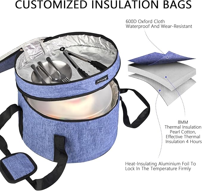 Arineng 12 Inch Cake Carrier with Lid & Handle BPA-Free Cake Transport Container, Includes Insulated Bag, Cupcake & Pie Holders for Secure Dessert Delivery (Fits 7" Tall Cakes) (Purple)