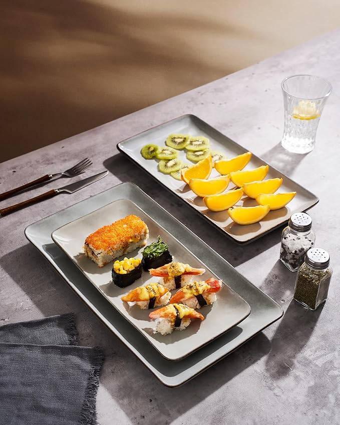 Famiware Serving Platters Set of 3 Sizes - Rectangular, Grey