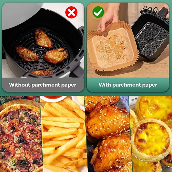 Vailnd Air Fryer Liners Disposable, 305Pcs 8" Square for 5-8 QT Airfryer