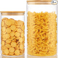 Large Glass Storage Containers with Bamboo Lids for Flour & Sugar, 2 Pack