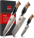 SHAN ZU 3PCS Damascus Knife Set, Japanese Kitchen Knives Set