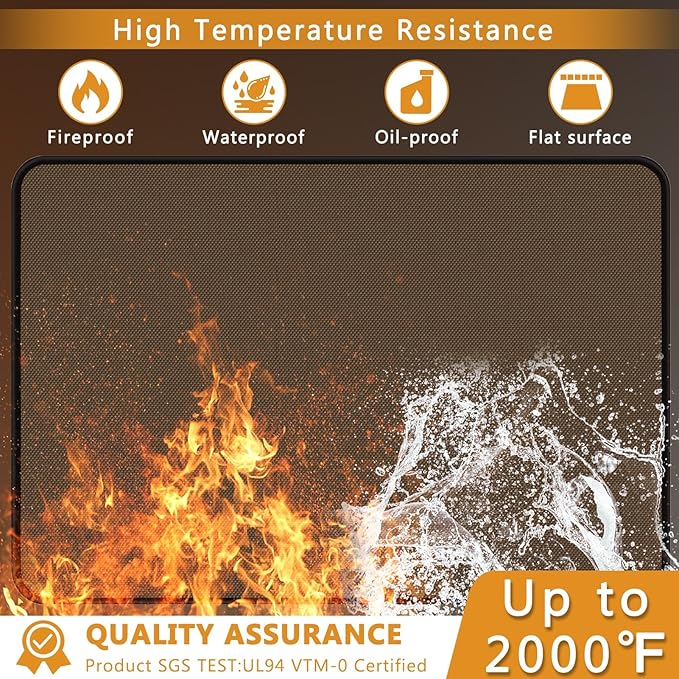 Anze Under Grill Mat for Outdoor Grill, 38 x 65 in，Brown