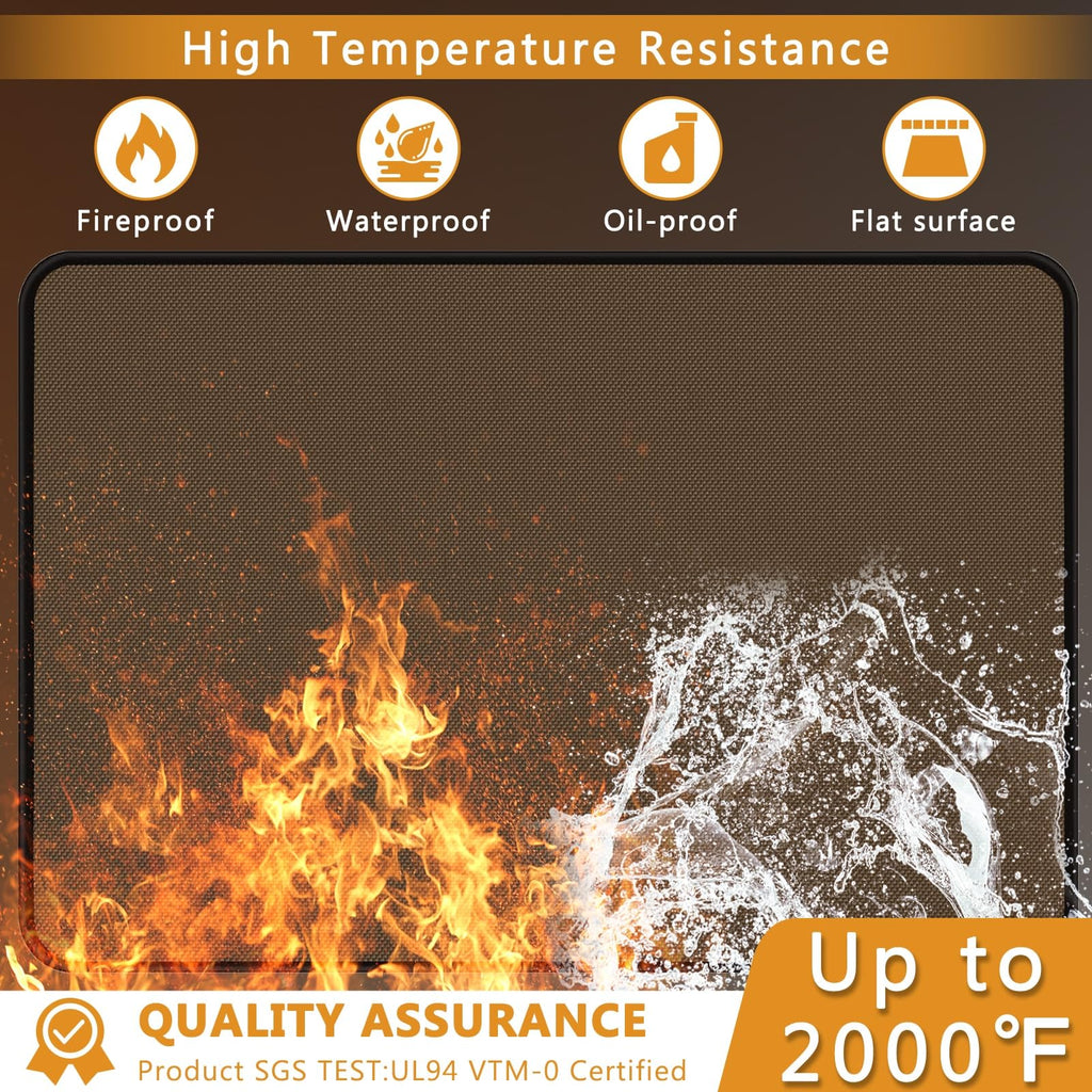 Anze Under Grill Mat for Outdoor Grill, 38 x 65 in，Brown