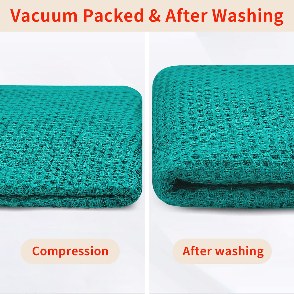 Homaxy 100% Cotton Waffle Weave Kitchen Dish Towels, Ultra Soft Absorbent Quick Drying Cleaning Towel, 13 x 28 Inches, 8-Pack, Teal