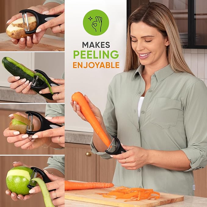 Spring Chef Swivel Vegetable Peeler & Y Potato Peeler w/Soft Grip Handles