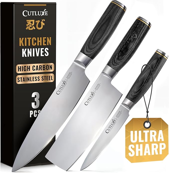 Cutluxe 3-Piece Chef Knife Set – Ultra Sharp Japanese Kitchen Knives