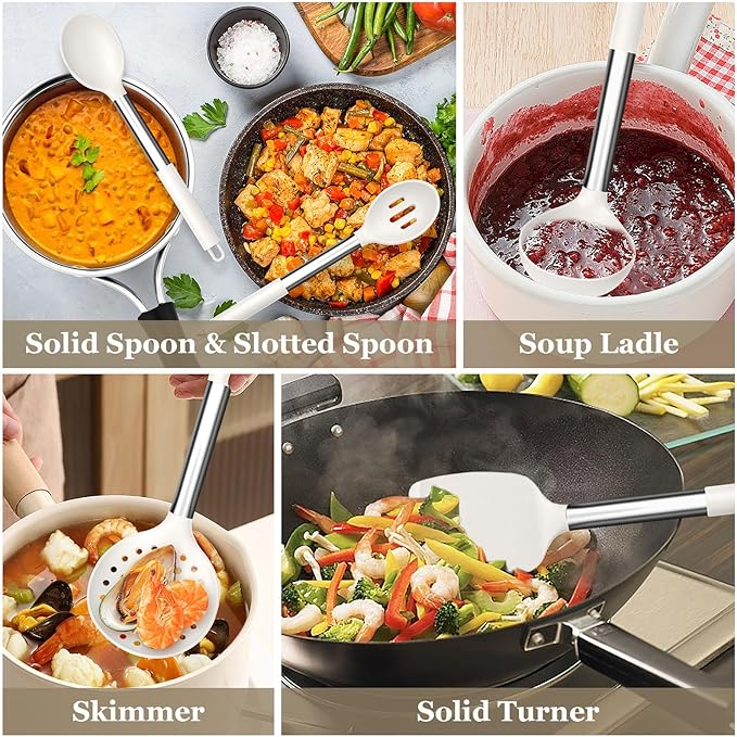 TeamFar Kitchen Utensils, 8PCS Cooking Silicone Utensils Kitchen Tool Kit