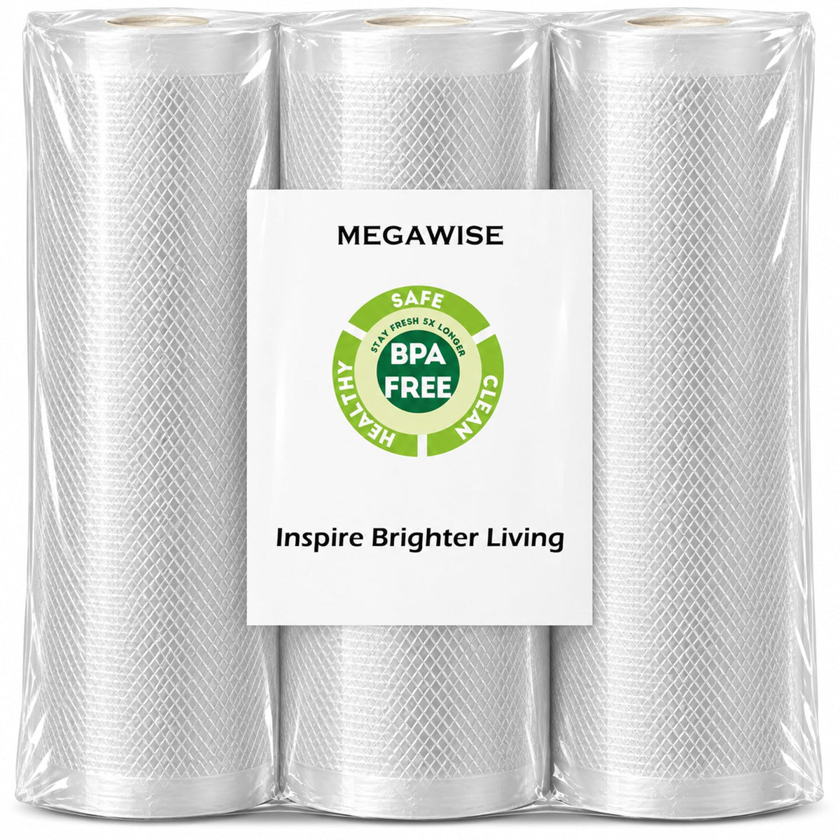 MEGAWISE Vacuum Sealer Rolls, 8 in x 21.6 ft, 5 Pack, BPA-Free