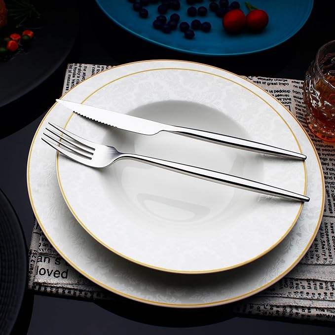 CHAAMFORGE 20 Piece Luxury Silverware Set for 4 Mirror-Polished 18/10 Stainless Steel Heavy Flatware Set Modern Cutlery Set Knife/Fork/Spoon Utensil Dishwasher Safe with Gifts