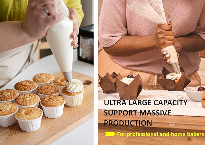 ANEWONDER 18 Inch Large Piping Bags Disposable Pastry Bags 100 Pack Thick Plastic Anti-Burst Icing Piping Bags For Frosting Decorating Cake Cupcake Cookie (18 Inch-100 Pack)